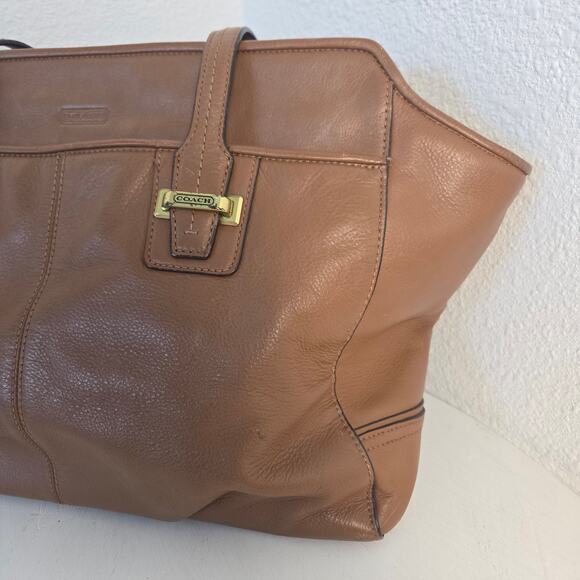 Coach Pebbled Leather Tote Purse Tan/Caramel Brown Gold Hardware F25205 - Picture 3 of 14